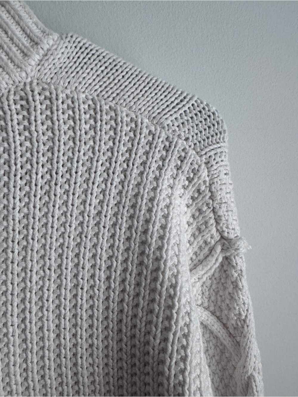 Quince Organic Cotton Cropped Cable Knit Crew Sweater Ivory S - Picture 12 of 14